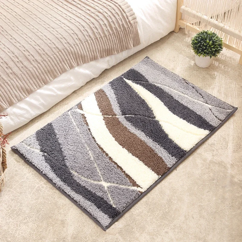 Home Leaves and Plants Jacquard Floor Mat Soft Super Absorbent Bathroom Non-slip Mat Entrance Door Mat Bedroom Rugs