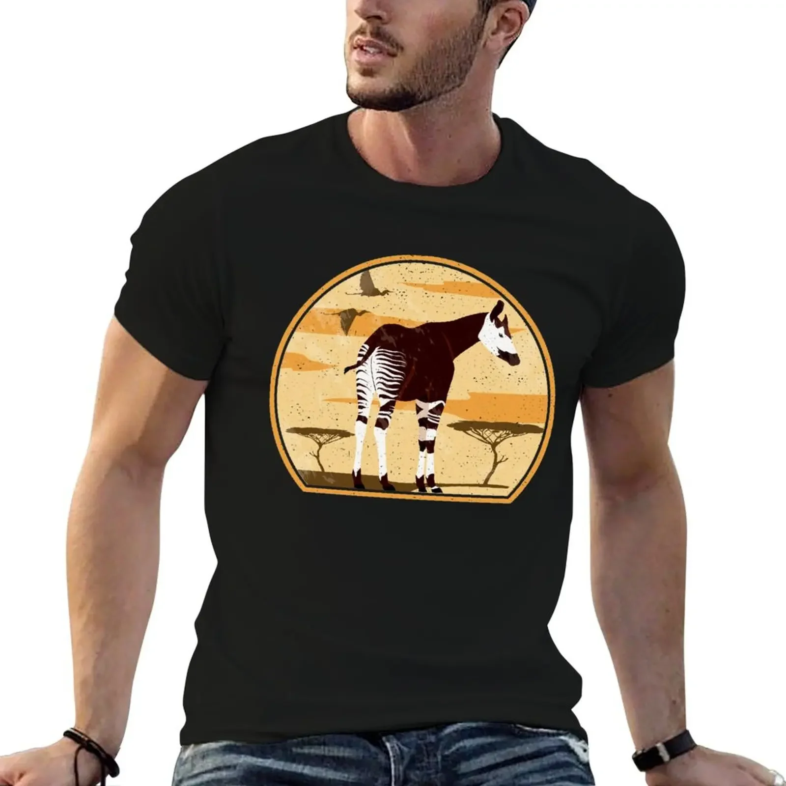 Sunset Okapi Lovers Gift Vintage Retro Okapi T-Shirt man t shirt essential t shirt sweat shirts, men