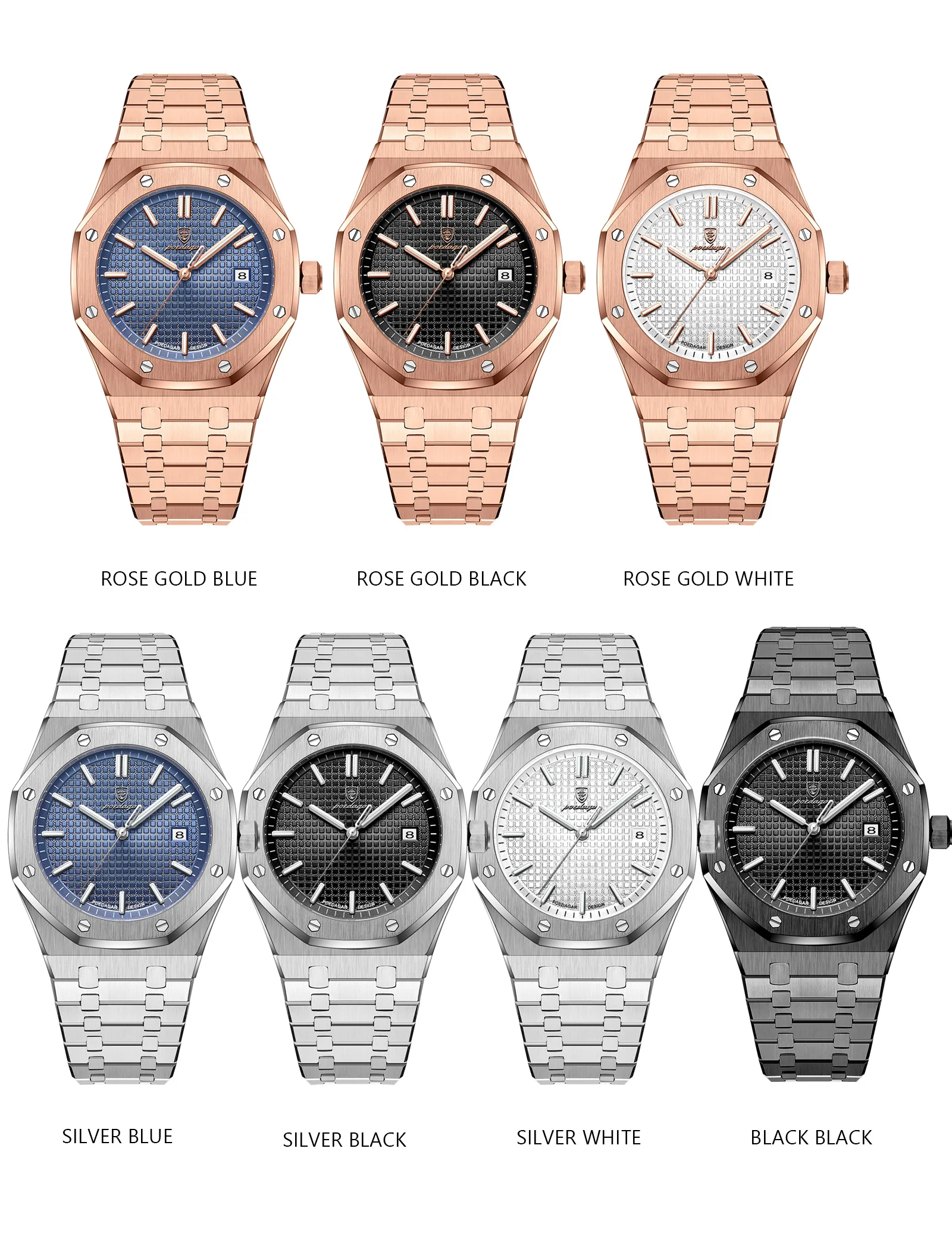 POEDAGAR Luxus Business Mann Armbanduhr Wasserdicht Leucht Datum Männer Uhr Edelstahl Mode Quarz Uhren Für Männer Reloj – Detail 11