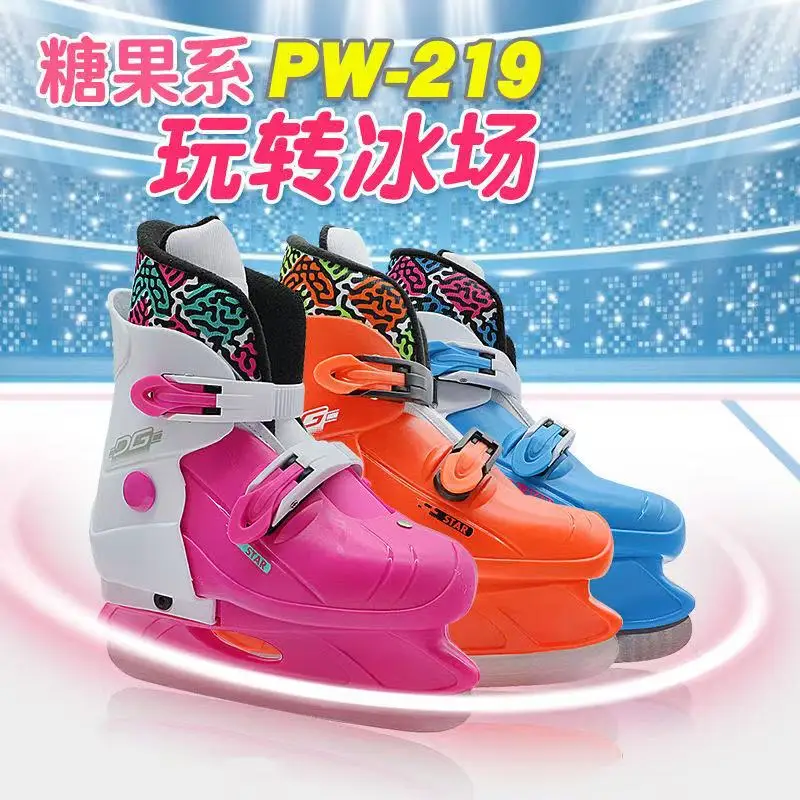 Skating Ice Skates Shoes with Ice Blade Warm Thicken Figure Adult Kids Children Professional Thermal PVC Waterproof Black