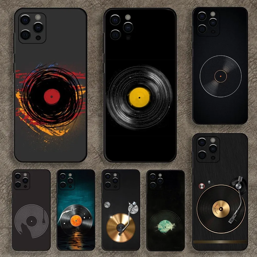 

Vinyl DJ Record Art Phone Case For Apple iPhone 15,14,13,12,11,Pro,X,XS,Max,XR,Plus,Mini Soft Black Cover