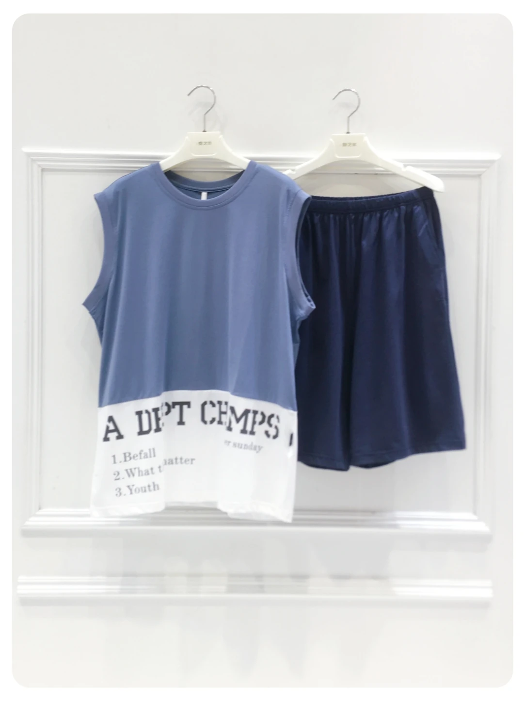 anziban-メンズ純綿ノースリーブベストパジャマルーズホーム服ショーツ夏涼しい感触快適通気性