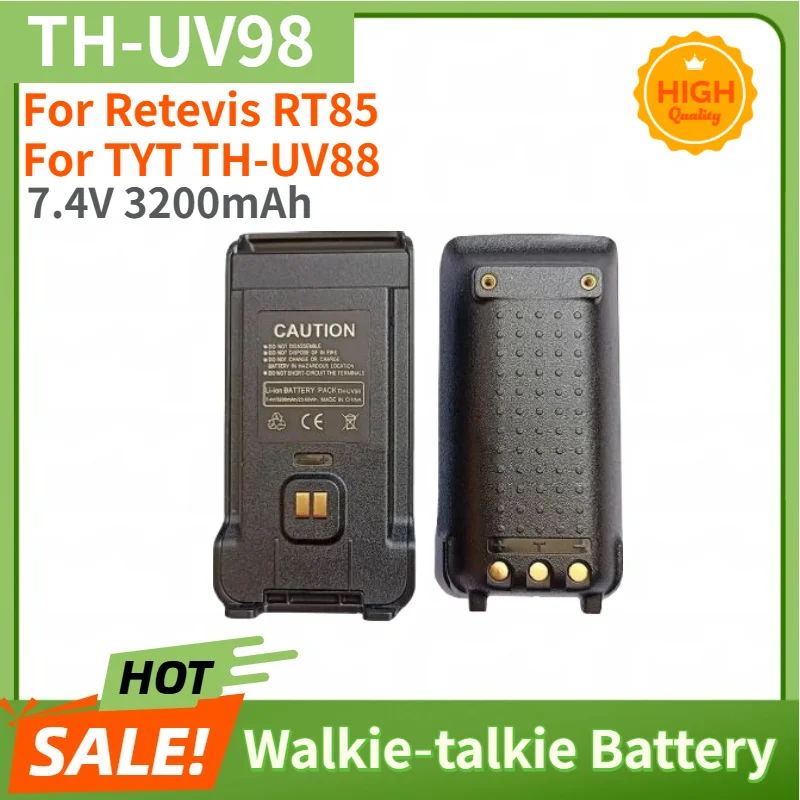 TH-UV98 Walkie‑talkie Battery 7.4V 3200mAh TYPE-C for Retevis RT85 for TYT TH-UV88 Two Way Radio Replacement Battery