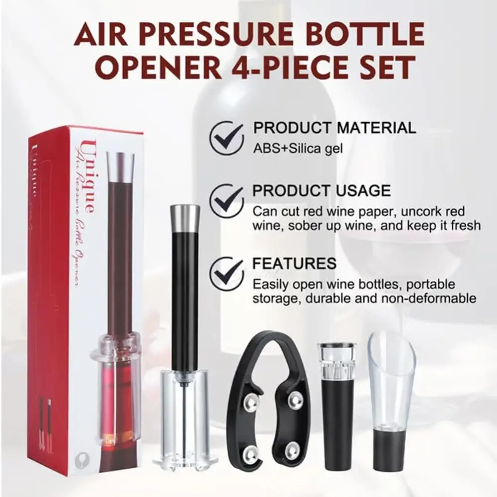 Bar Accessories Wine Bottle Opener Set Aluminum Alloy ABS Air Pump Cork Remover Kitchen Gadgets Vacuum Wine Bottle Corkscrew - view 2