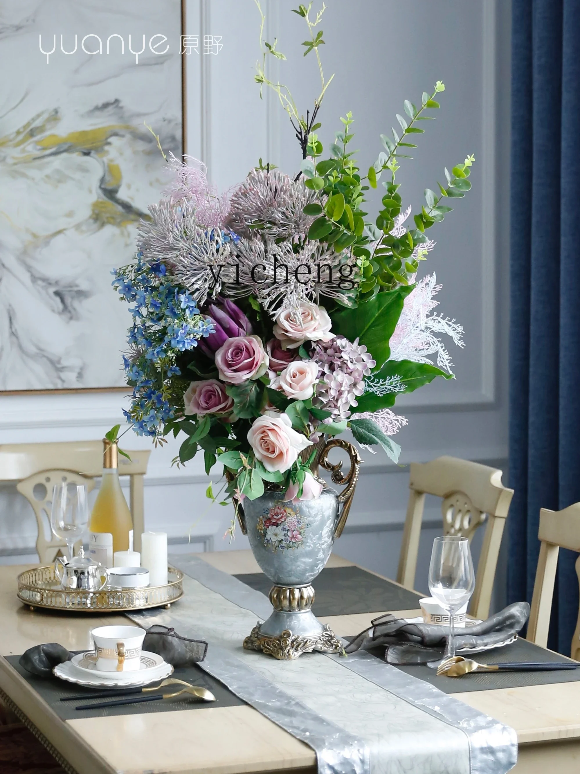 

Light Luxury High-End Artificial Flower Hotel Living Room Table Flower Decoration Home Side Cabinet Hallway Decoration