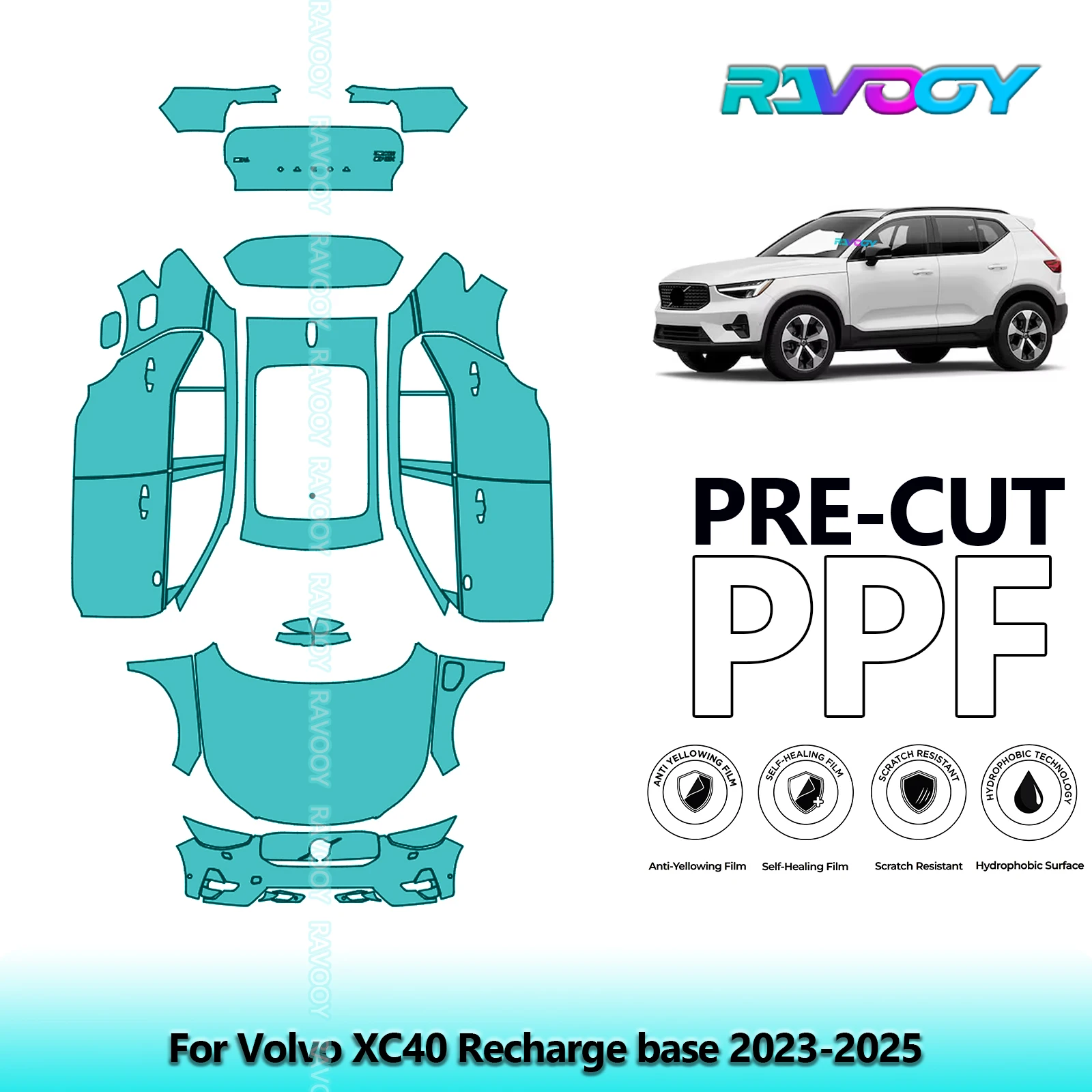 

Car Precut Paint Protection Film Full Vehicle Anti-scratch Exterior TPU PPF For Volvo XC40 Recharge base 2023-2025