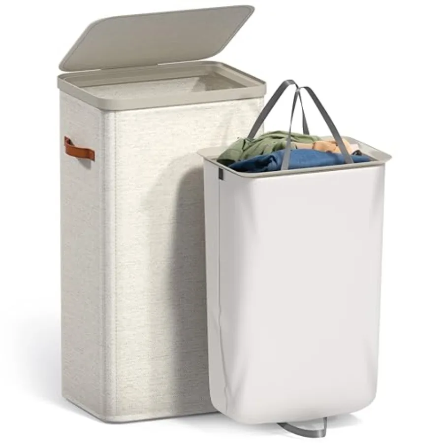

Laundry Hamper with Lid - Collapsible Fabric Laundry Basket with Handles and Removable Laundry Bag 26.5 Gallon 100 L Dirty Clot
