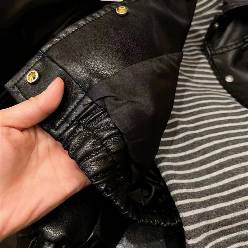 Bebê menina couro do plutônio turn down collar outerwear outono inverno moda quente arco bolso jaqueta coreano crianças casaco casual