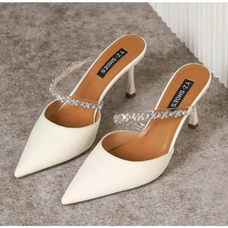 

Новый стиль, женская стильная пикантная вечерняя удобная женская обувь, сандалии на высоком каблуке с острым носком и пустой ромбовидной цепочкой на тонком каблуке