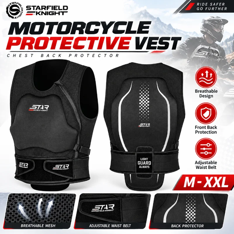 Star Field Knight Motorcycle Protective Vest Breathable Riding Armor Chest Back Protector Off Road Body Guard