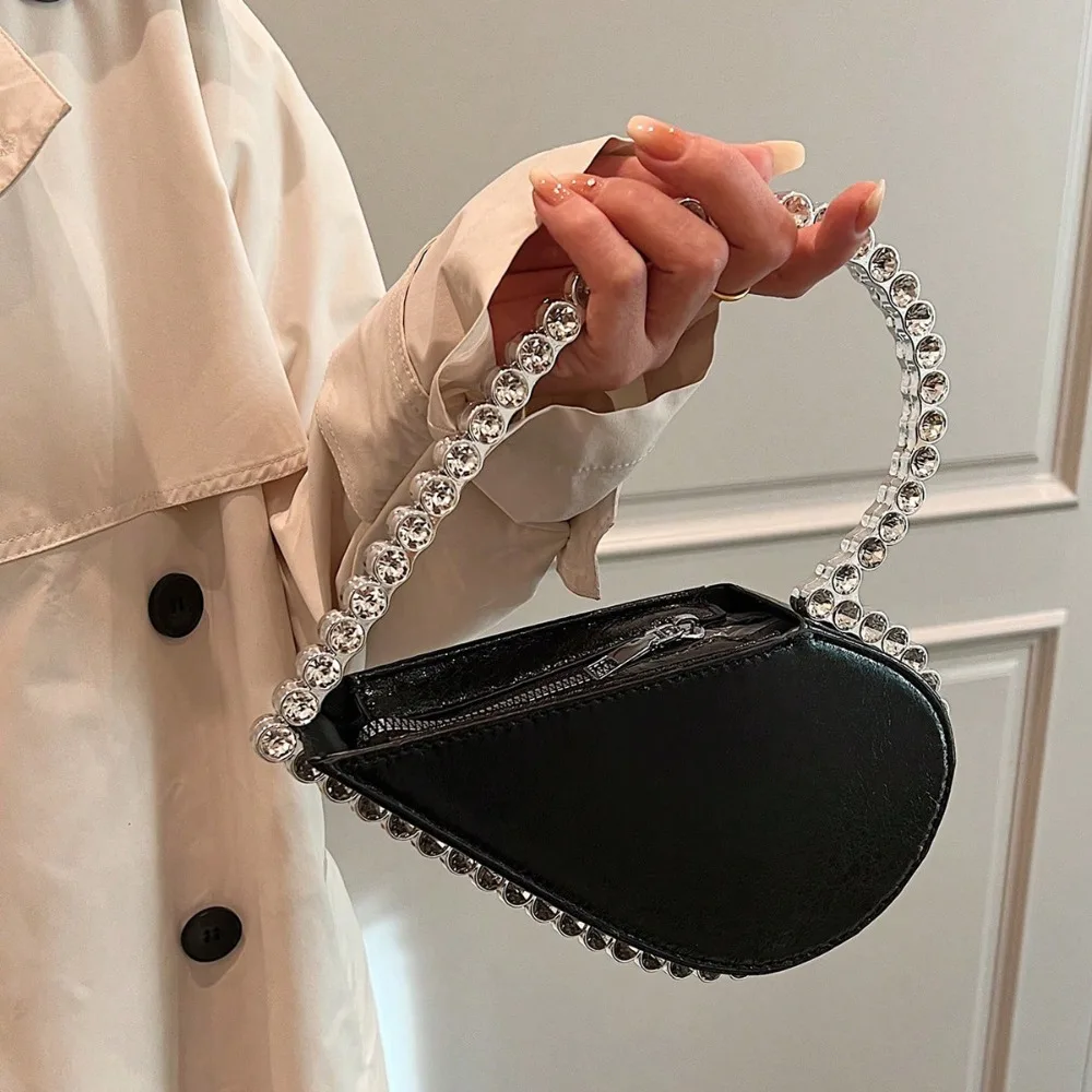 Borsa da banchetto da sera in PU di moda borsa da polso delicata di grande capacità pochette da donna dolce da donna