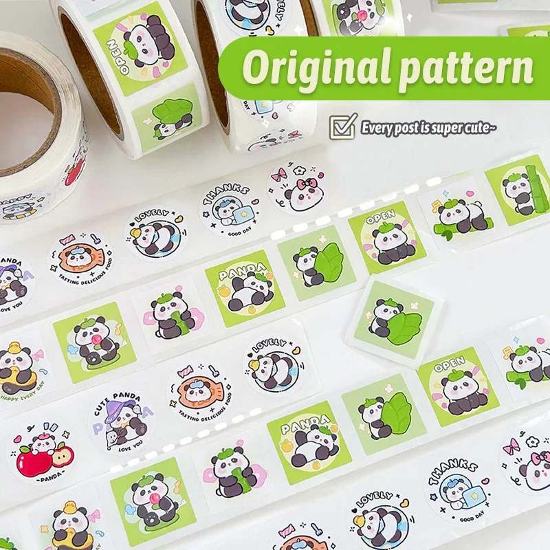Cartoon Animal Giant Panda Roll Sticker Cute Pet Cartoon Primary School Student Prize Decoration Sealing Adhesive Sticker Gift