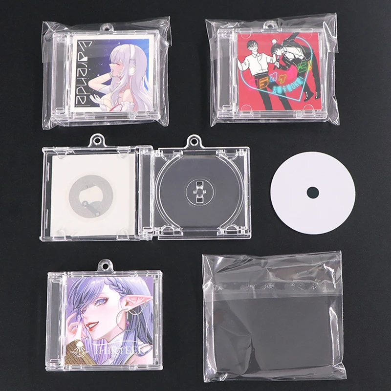 1pc Peripheral Commemorative Album Blank Mini CD Case Pendant For DIY Keychains Backpack Hanging Decoration