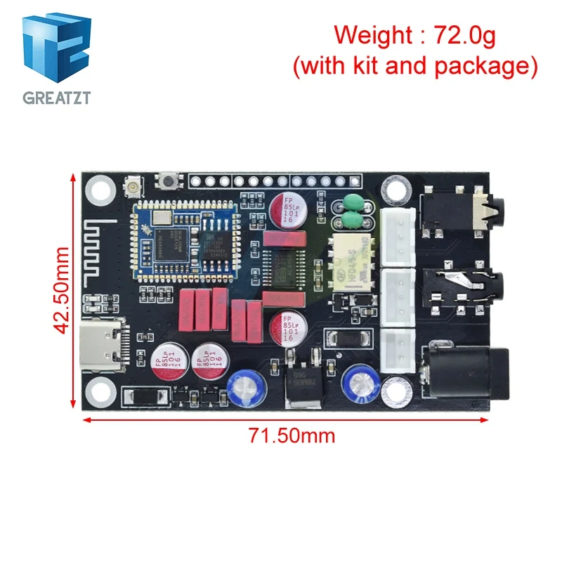 DC8-24V XY-LA02 Qualcomm QCC5125 + PCM5102A Bluetooth Audiophile Bluetooth 5.1 Decoder Board APTX LDAC Lossless HD Sound Quality