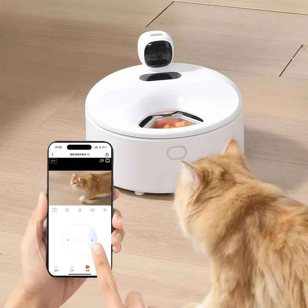 

Factory Newly Developed Smart Automatic Pet Feeder with Camera Cooling & Heating Bowl Wet Food Dispenser Custom Logo