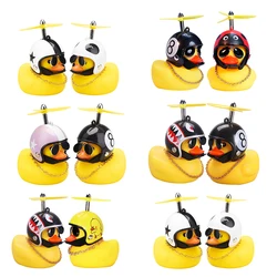 Pato amarelo com capacete e hélice, enfeites de carro, decoração interna automática, quebra-vento, luz, 2 pcs