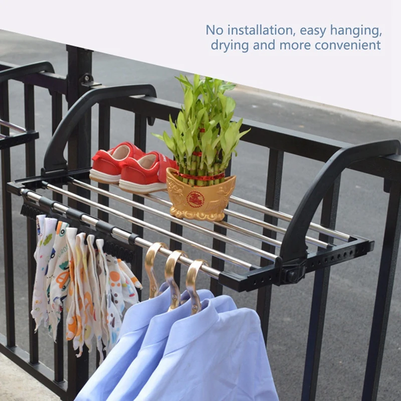 Balcony Drying Shoe Rack Folding Window Diaper Drying Rack Laundry Clothes Dryer, Indoor Towel Storage Rack