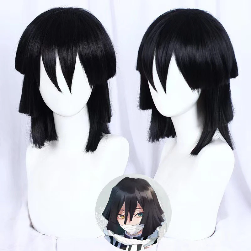 

Anime Demon Slayer Cosplay Wig Yihei Black Man Short Hair Festival Party Stage Performance High-temperature Silk Simulated Hair