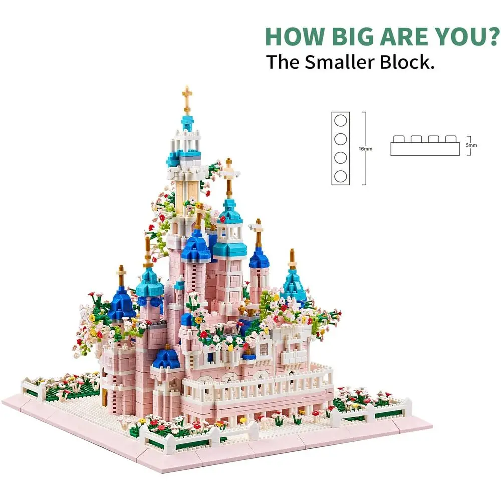 Kit de construction de château architectural sur le thème de la fleur : ensemble de plus de 4000 pièces pour adolescents et adultes - Édition améliorée
