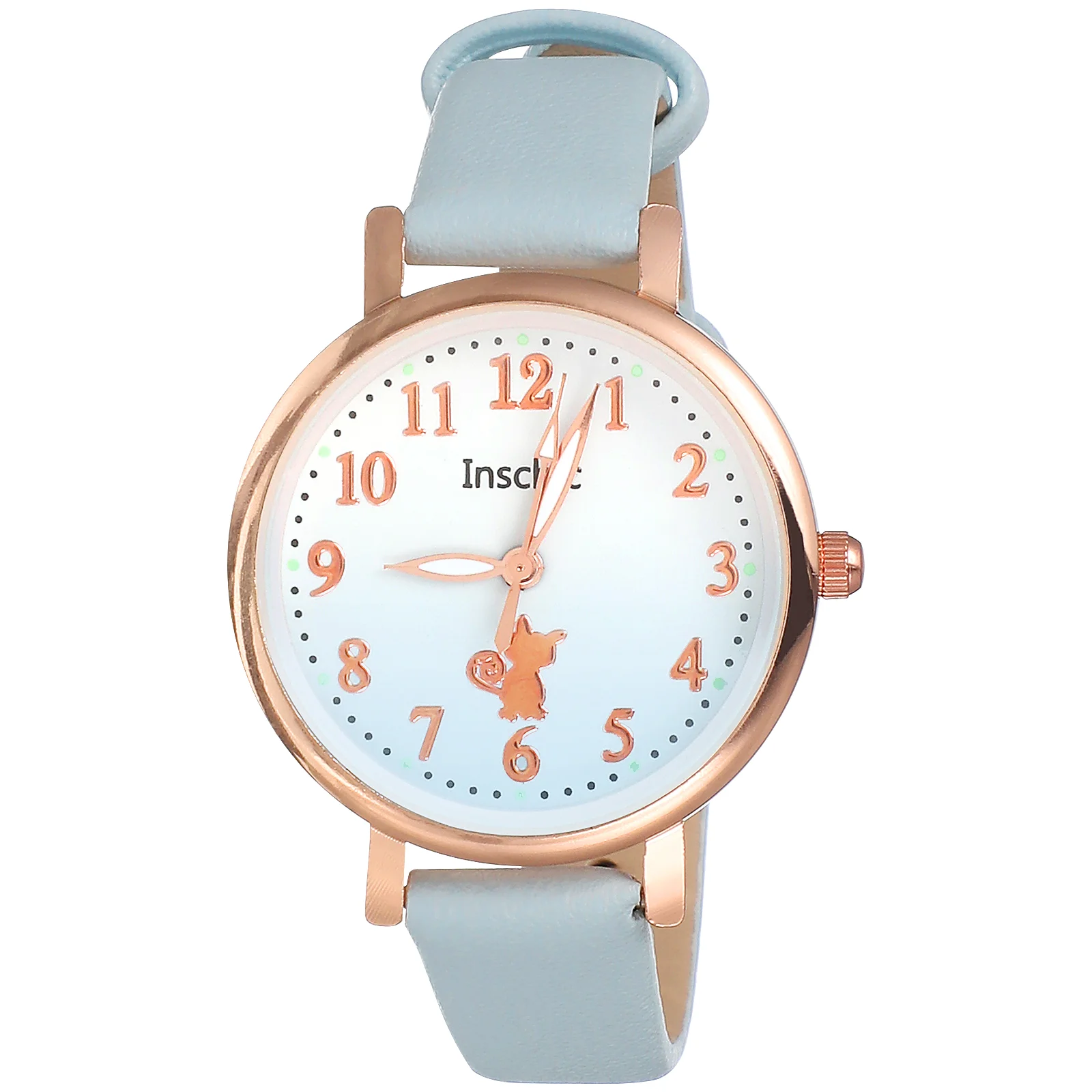 Young Luminous Watch Lid Children Wrist Watches Boy Girls Blue Analogue Quartz Lovely for Kids Woman