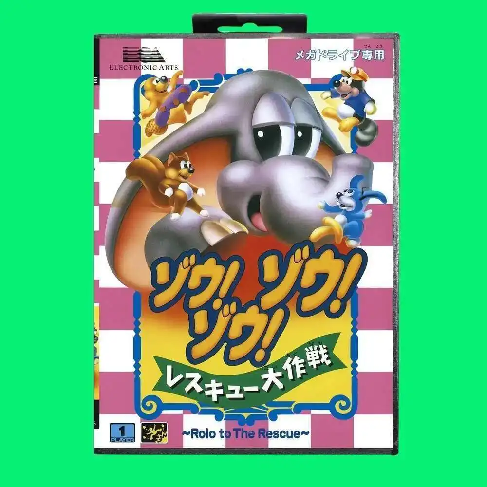 Rolo to the Rescue Game Cartridge 16bit MD Game Card With JP Cover Retail Box For Sega Mega Drive