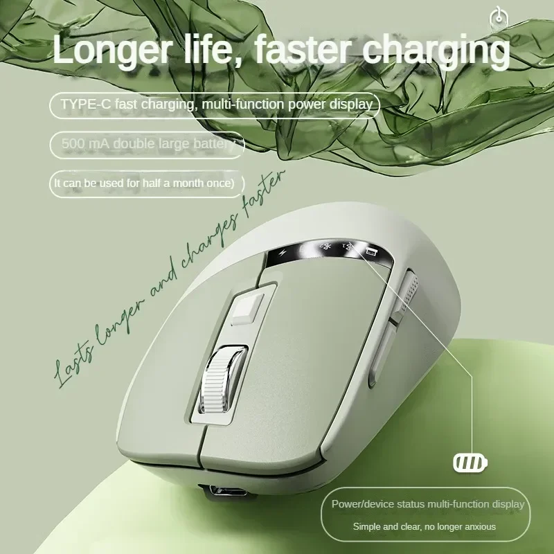 

EWEADN Q2 Wireless Mouse - Bluetooth/2.4G Dual Mode OLED Screen Silent Click Ergonomic Ideal Office Gift