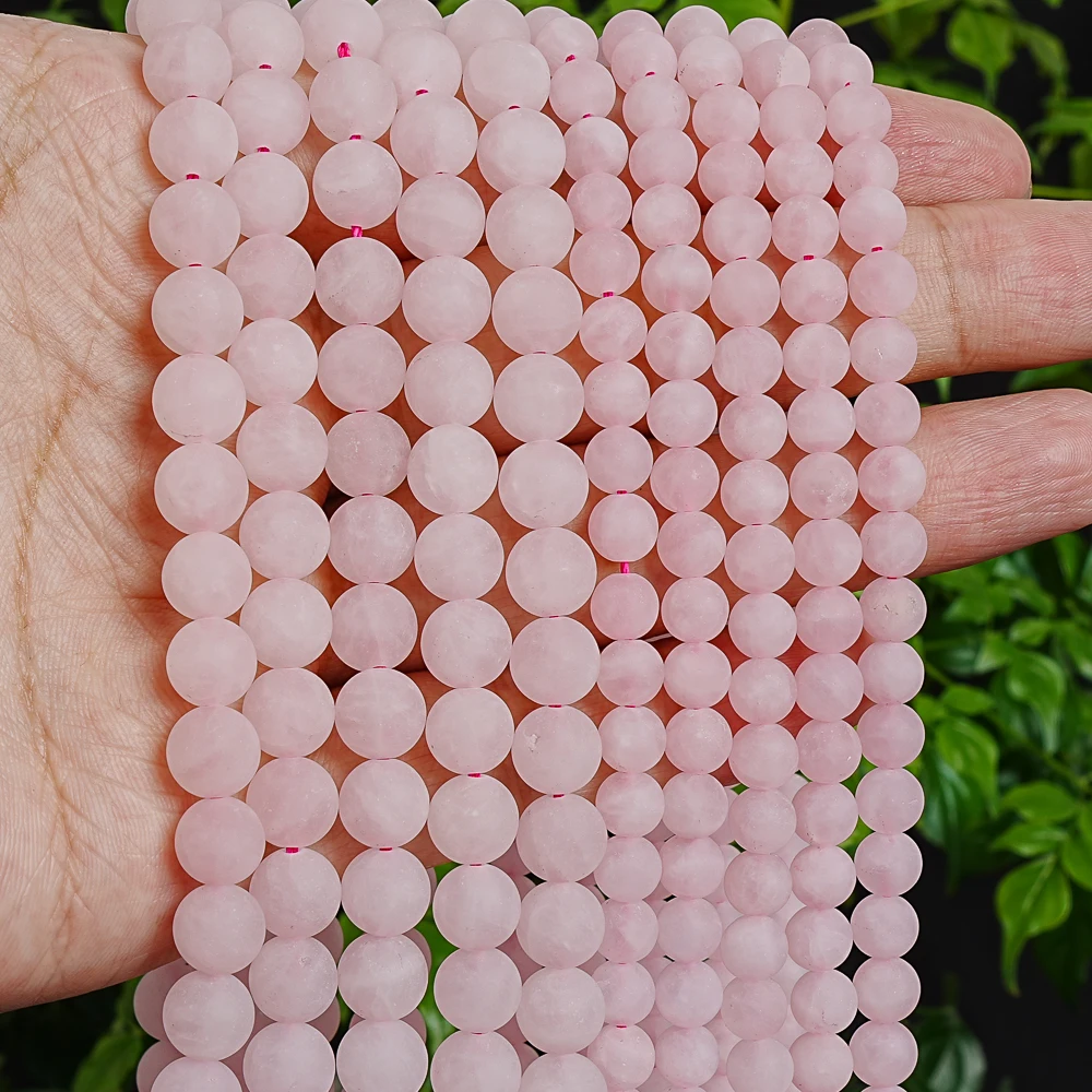 

Soft Matte Pink Rose Quartz Beads 6/8mm Smooth Frosted Round Loose Beads High Quality Gemstone Beads for Jewelry Crafting