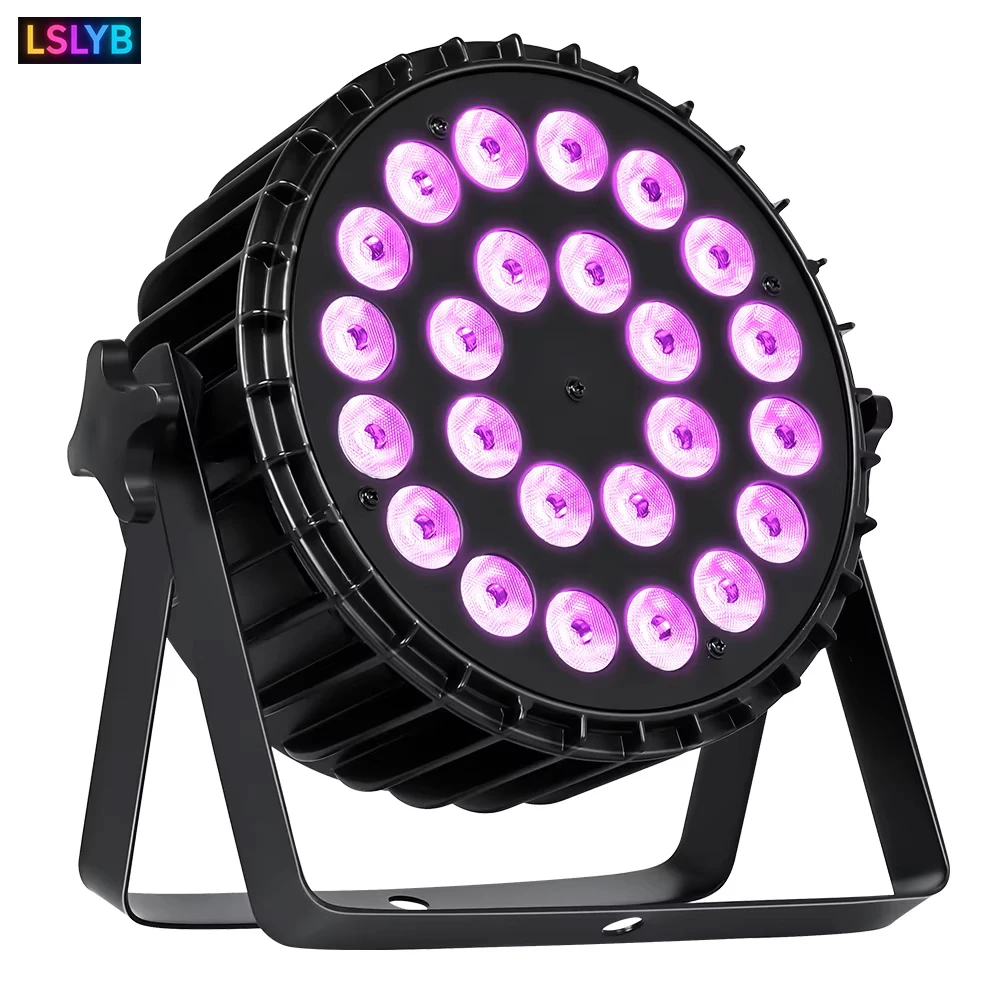 LSLYB aluminio 24x18w RGBWA UV 6 en 1 luz Par Led DMX luz Par plana luz de escenario para Bar Disco Club fiesta iluminación de Navidad