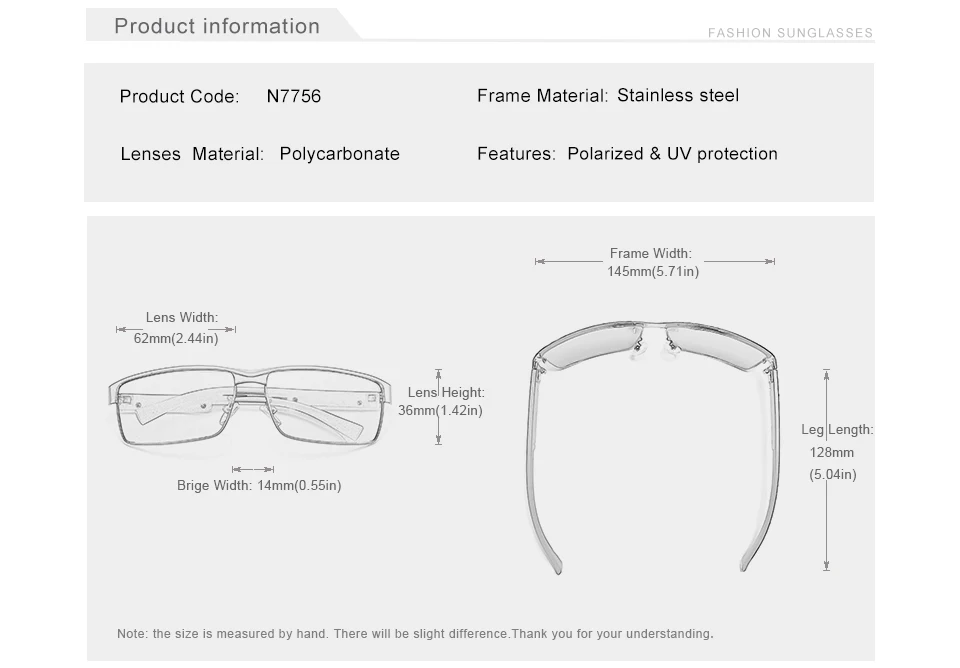 KINGSEVEN Marken-Polarisierte Sonnenbrille für Männer und Frauen, Blendschutzbrille, Eckige Form, UV400-Schutz – Detail 2