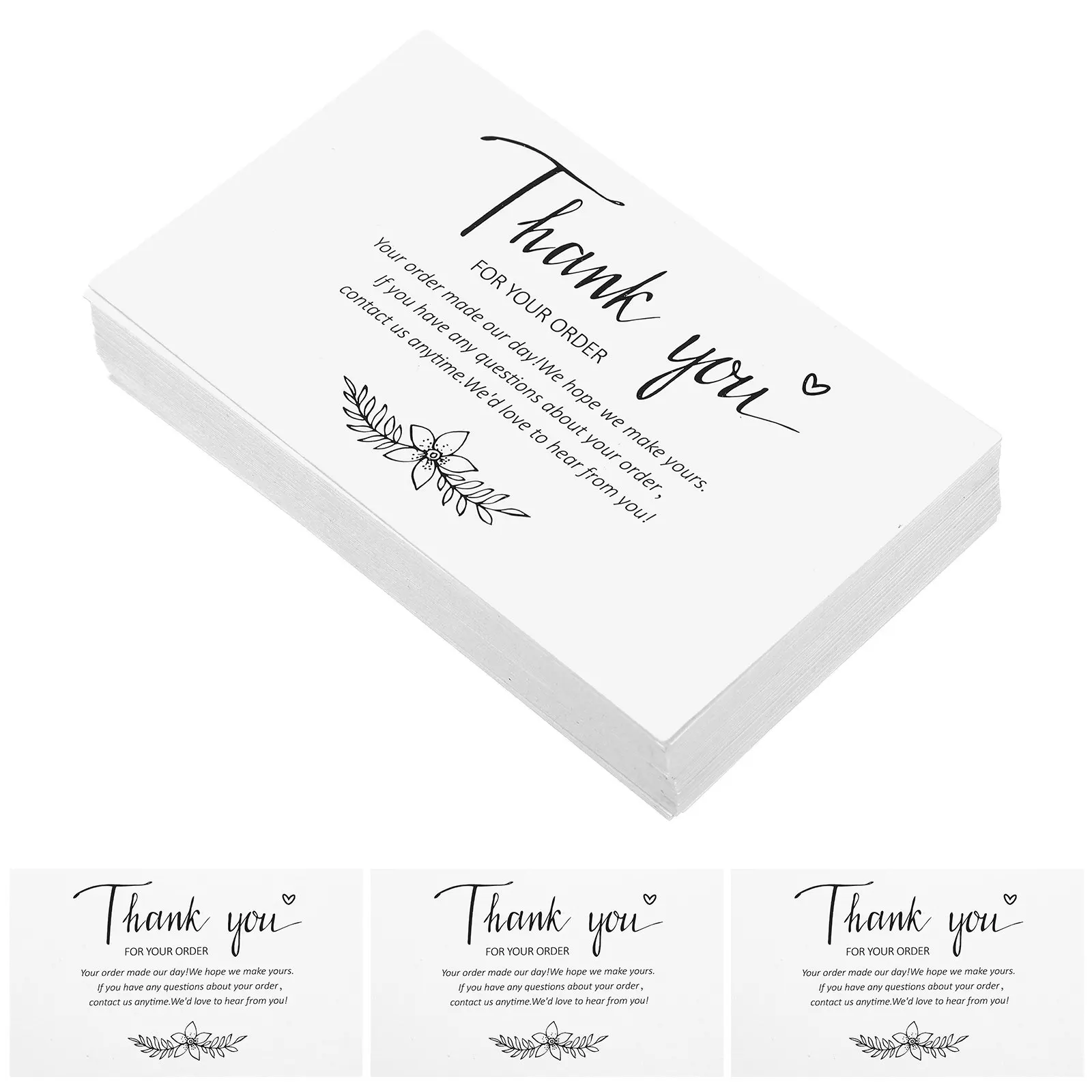 

100Pcs Thank You Cards Small Business Paper Material Chic Simple Color Bulk Pack Blank Back for Salons Bakeries