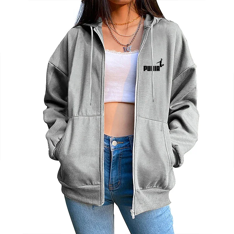 Neu im Damen-Trainingsanzug-Trend: Bedruckte Kapuzenpullover und Hosen, 2-teiliges Set, lässiger Reißverschluss-Überziehanzug, Alltagskleidung für Herbst und Winter. – Detail 7