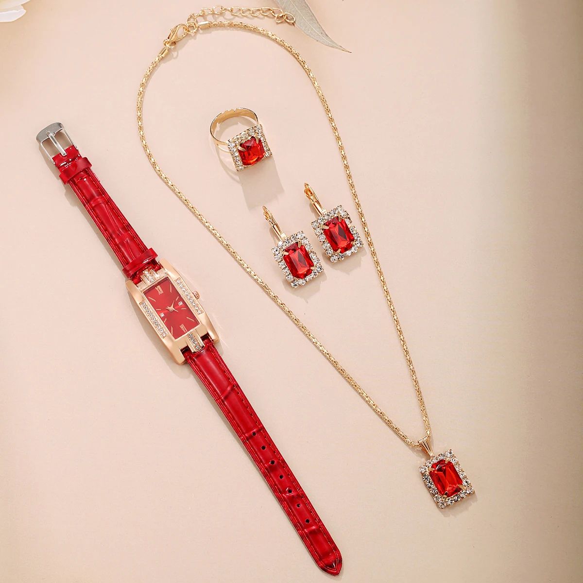 طقم علبة ساعة نسائية من الجلد ، حافظة معدنية ، غير مقاومة للماء ، جديد ، موضة الموضة ، 5 * #5