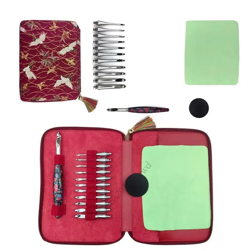 

K43D Aluminum Crochet Hook Set with 12 Interchangeable Tip and Ergonomic Handle Crochet Hook Knitting Tool 3.0mm-9.0mm