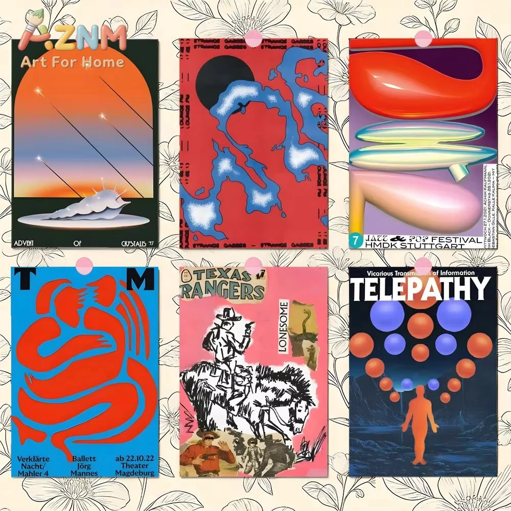 

1pc Mid Century Vintage Classic Colorful Poster Abstract Nordic Poster Art Living Room Home Decor