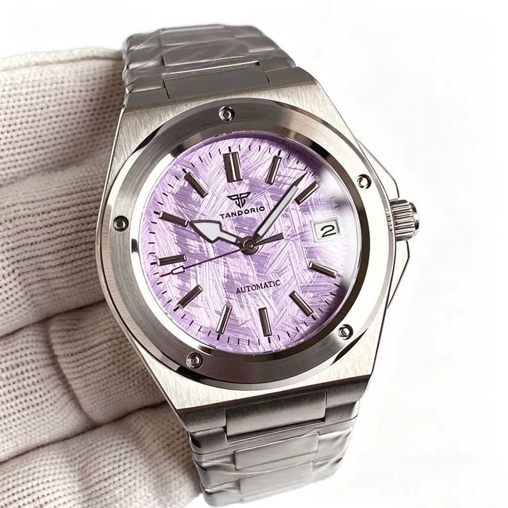 Tandorio 200M Diver 40mm Elegant White Pink Green Dial Miyota 8215 PT5000 Automatic Men Watch Sapphire Stainless Steel Bracelet