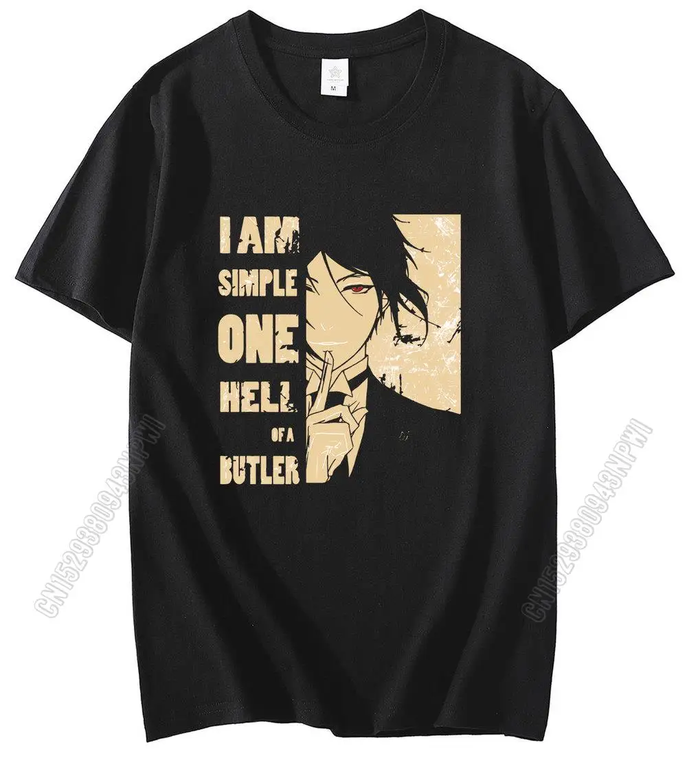 Black Butler Sebastian Michaelis T-Shirt Homme Cotton Kuroshitsuji Tee Tops Japanese Manga Anime Shirt Tshirt Gift