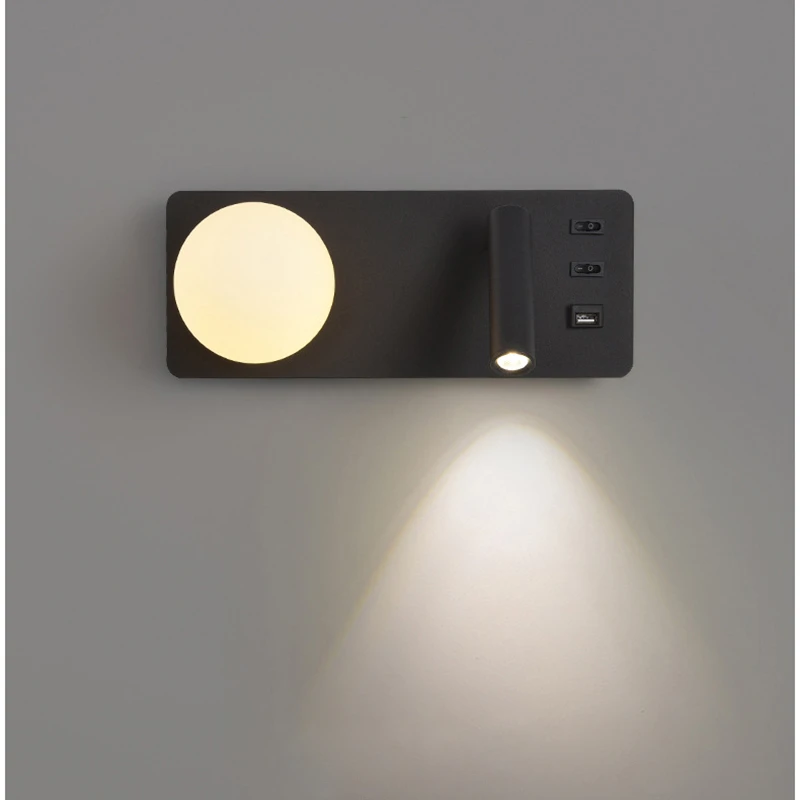 

LED Modern Nordic Wall Lamp With Switch USB Wall Light Indoor Lighting Room Decor For Bedroom Living Room Bedside Light Fixture