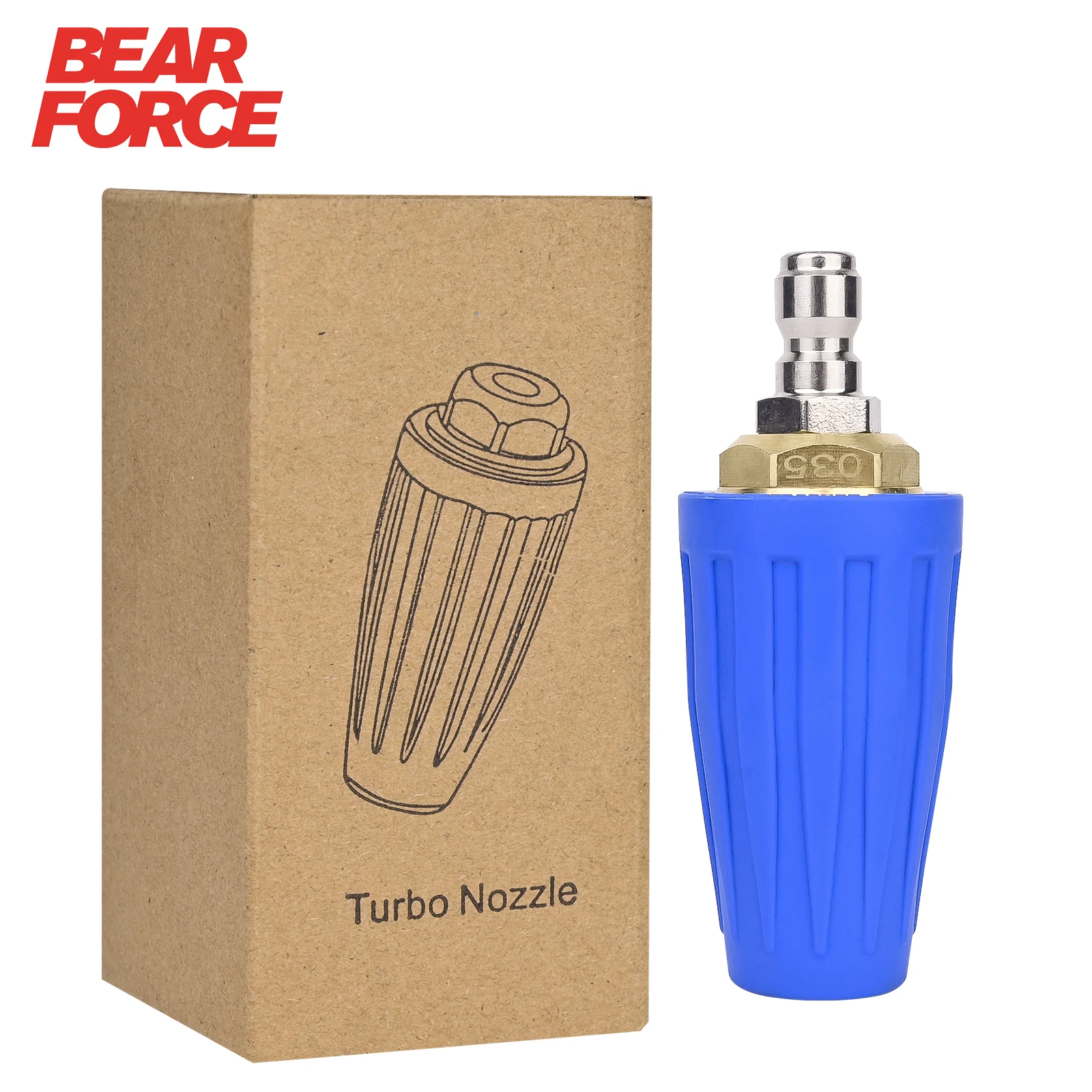 

Насадка-турбонасадка для мойки высокого давления BEAR FORCE, 360° ° Вращающаяся турбо-насадка для распыления 3000 PSI/207 бар с быстроразъемным соединением 1/4 дюйма