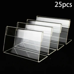 25Pcs 6*4cm Acrylic L Shape Table Sign Display Stand Name Price Card Holder For Retail Buffet Clear Price Card Tag Label Stand