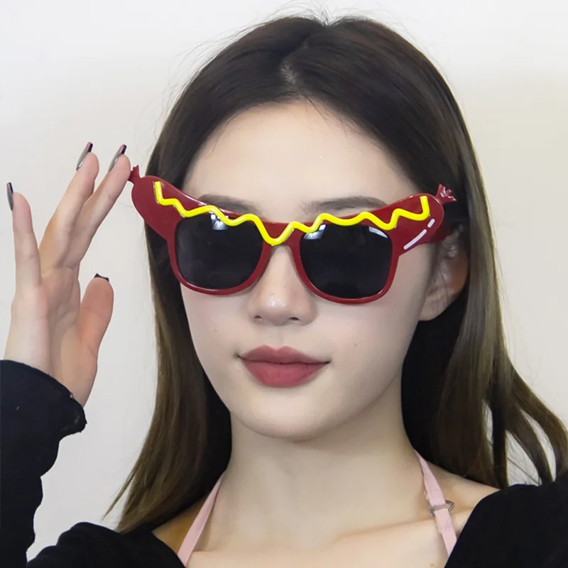 Fast Food Shaped Party Sunglasses, Pizza Burger Fries Hot Dog Novelty Glasses for Birthday Thanksgiving Party Favors Photo Props
