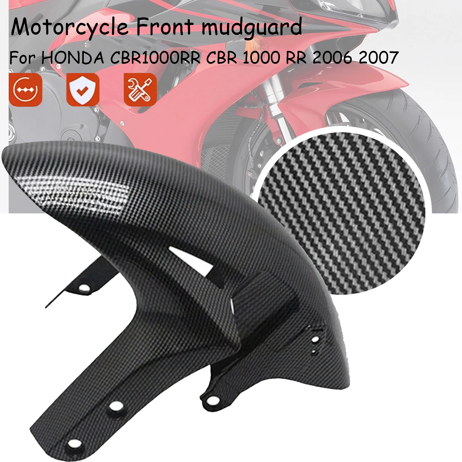 For Honda CBR1000RR CBR 1000 RR 2006 2007 Motorcycle Parts ABS Carbon Fiber Front Tire Fender Mud Hugger Guard Cover Fairing