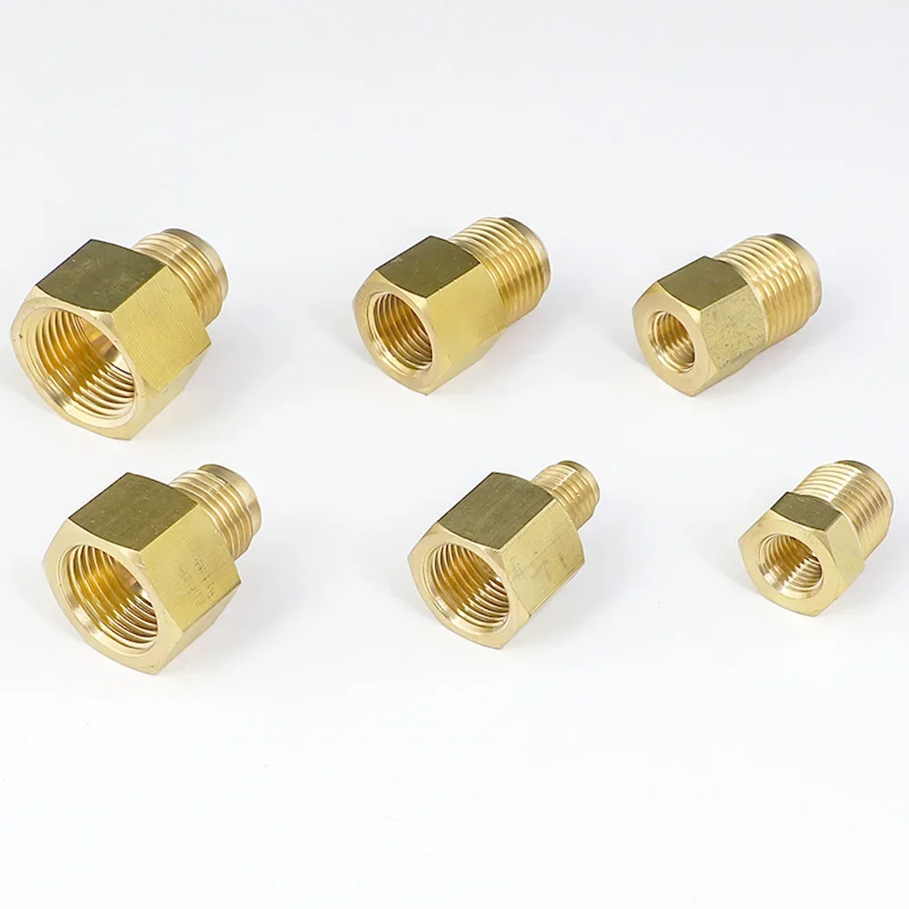 45 Degree SAE‑Standard Flare Reducing Fitting, Brass Female to Male Reducer Pipe Connector Adapter, 1/4