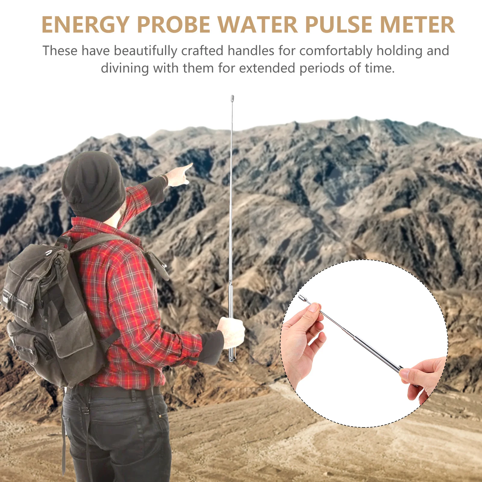 1Set RVS Wichelroede Intrekbaar Waarzeggerij Instrument voor Water Schat Minerale Detectie Verstelbare L Staaf