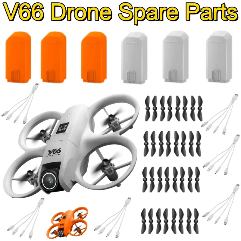 Repuestos para Dron V66: Batería de 3.7V 1800mAh, Hélices, Cable de Carga 4 en 1, Accesorios para Dron V66 con Sistema Anticolisión