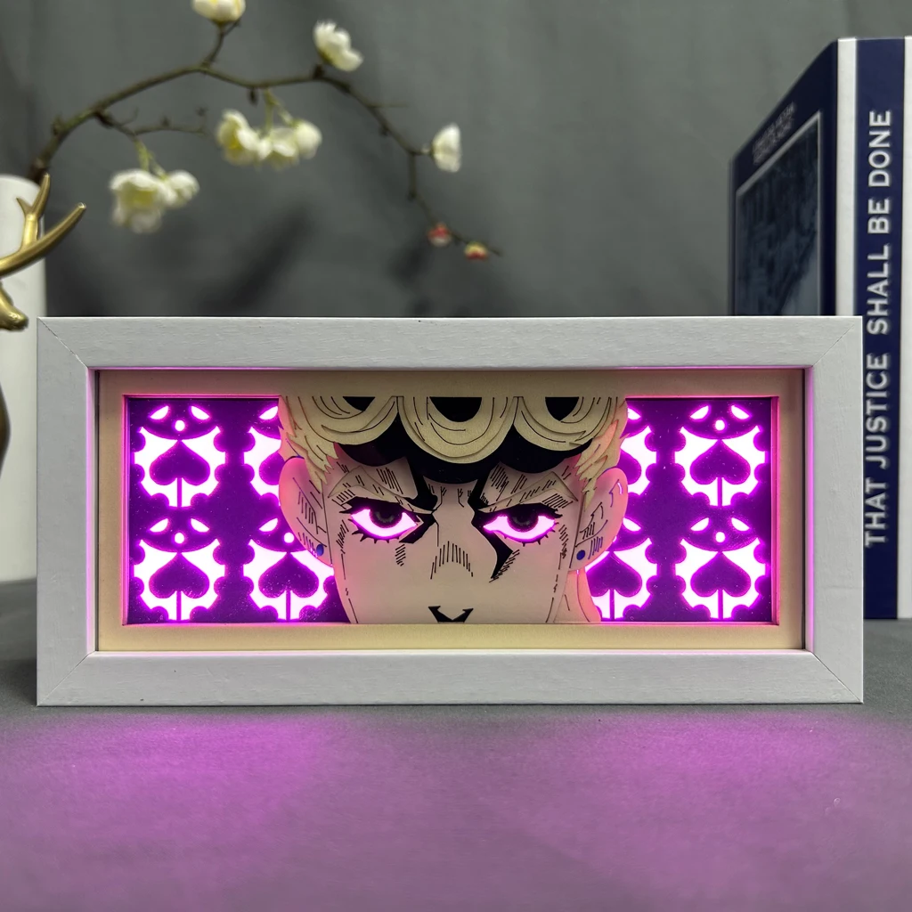 

Paper Cut Light Box Anime Jojo's Bizarre Adventure Giorno Room Decorations For Girls Manga Table Lamp Led Mood Light For Bedroom