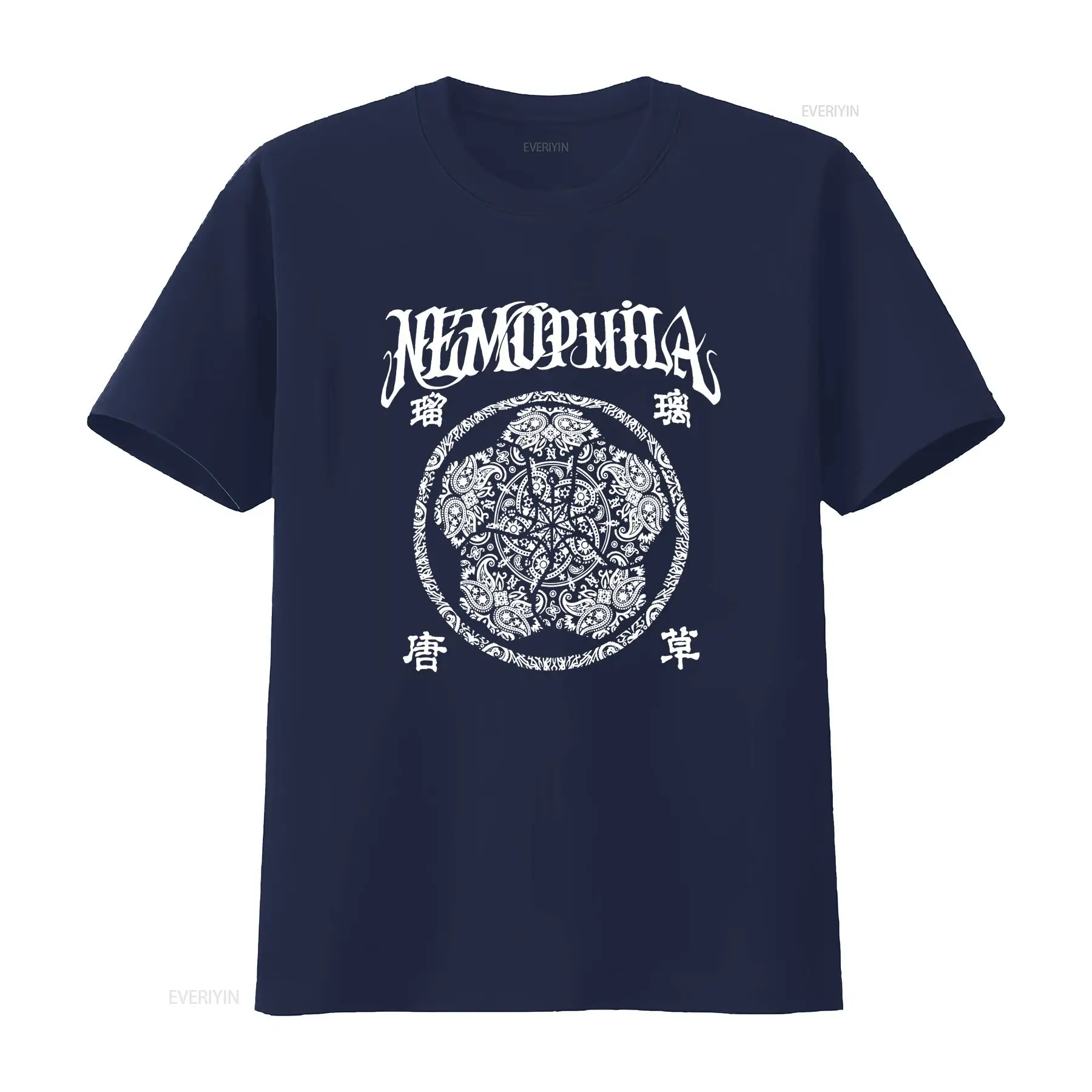 New Nemophila Band Heavy Metal Jepang Black T Shirt Size S 5XL Vintage Washed Stretched Soft Fashion Breathable Streetwear