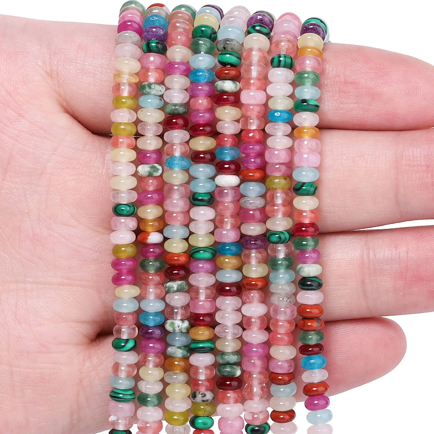 Natural Mixed Colorful Stone Abacus Shape Beads for Jewelry Making DIY Charms Bracelet Necklace Accessory 4x2mm Wholesale