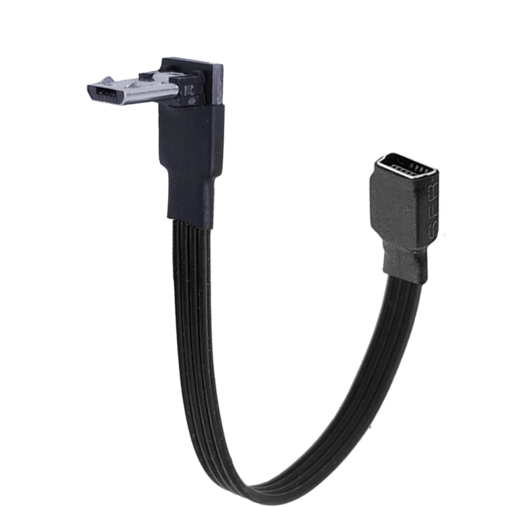 0.5M typ C Micro Mini USB 3.1 męski do Mini kabel danych do ładowania USB żeńskie Adapter przewodu 90 stopni prosty 0.2M 0.3m