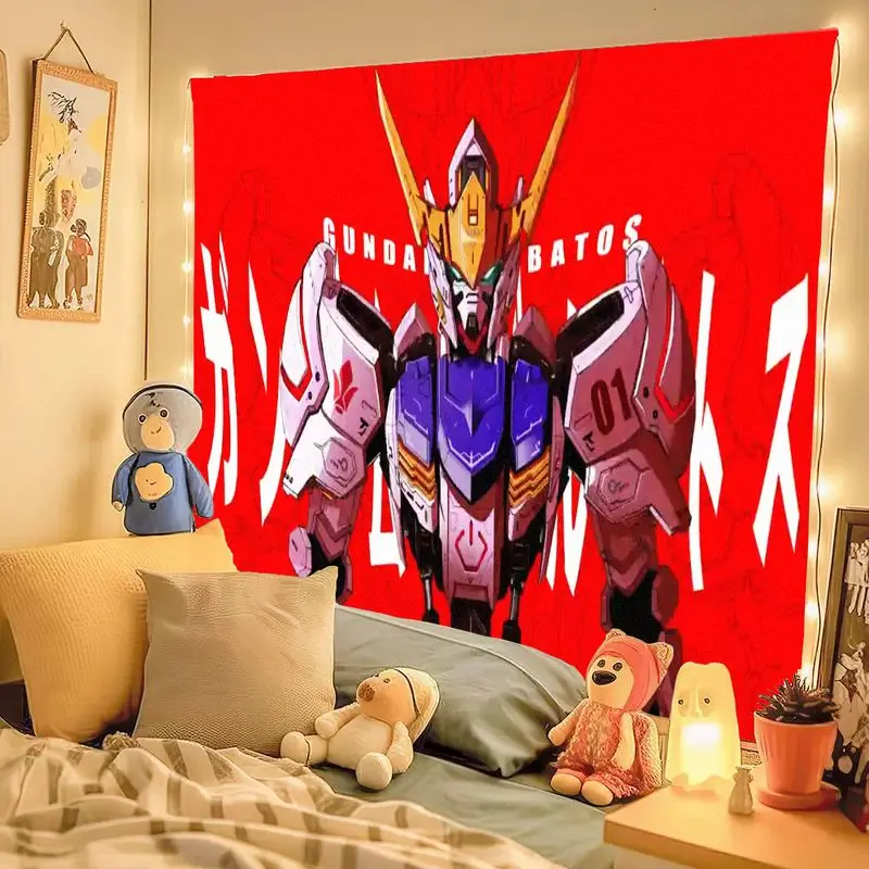 Tapisserie rouge de personnage robotique GUNDAM BAROS, Art mural d'anime avec torse violet et armure rose, décoration d'intérieur de science-fiction pour chambre à coucher Li, 1 pièce
