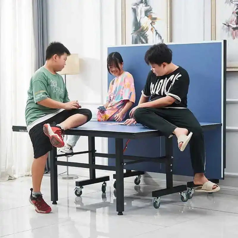 Medium table tennis table with wheels Household foldable mobile indoor tennis Practice case